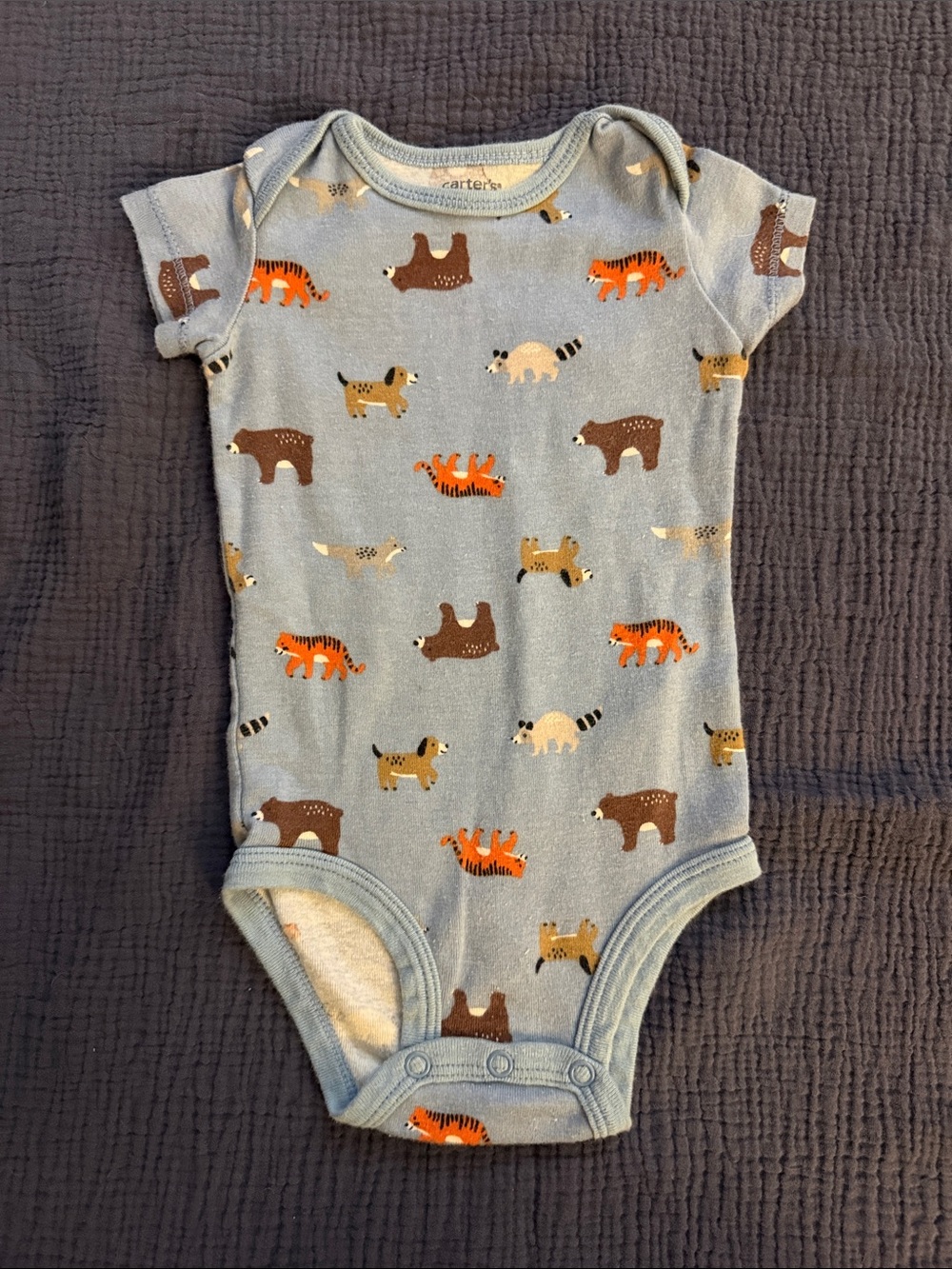 Carter's Light Blue Animal Print Short-Sleeve One-Piece